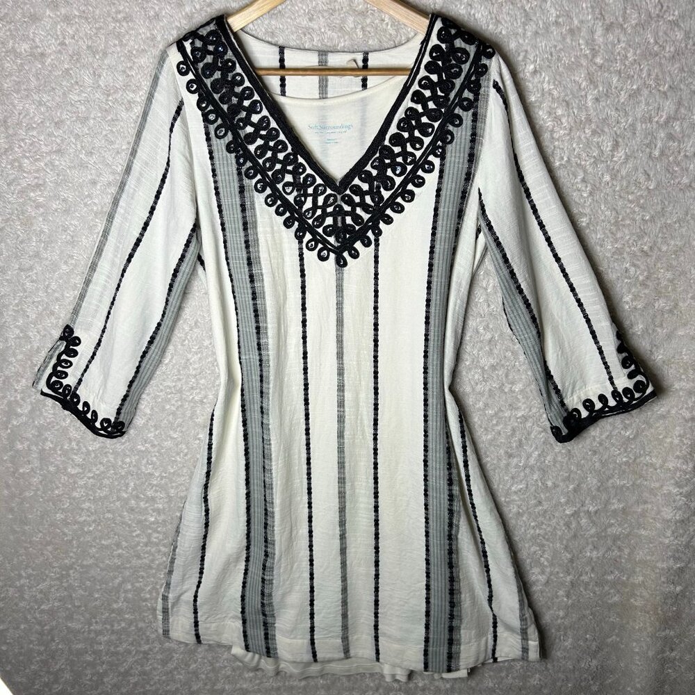 SOFT SURROUNDINGS Coco De Mer Kaftan‎ 2 Piece Dress 100% Cotton Size Medium